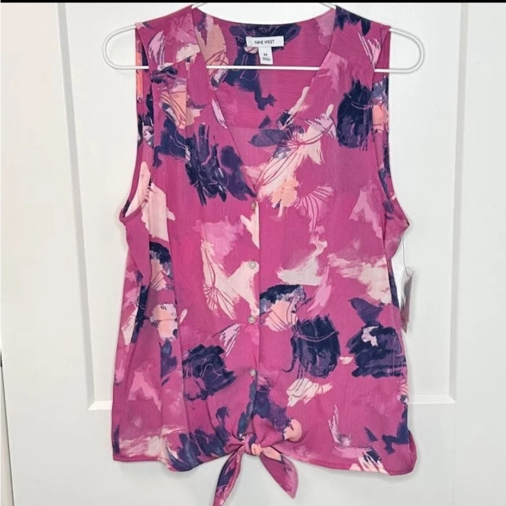 NWT Nine West Button Front Knot Tank